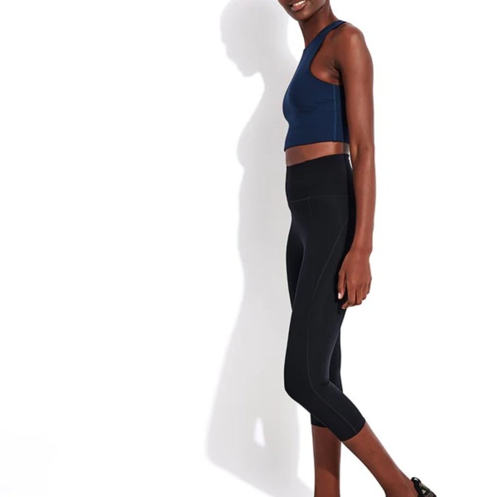 Girlfriend Collective ~ Compressive High Waisted Black Capri Legging in Medium